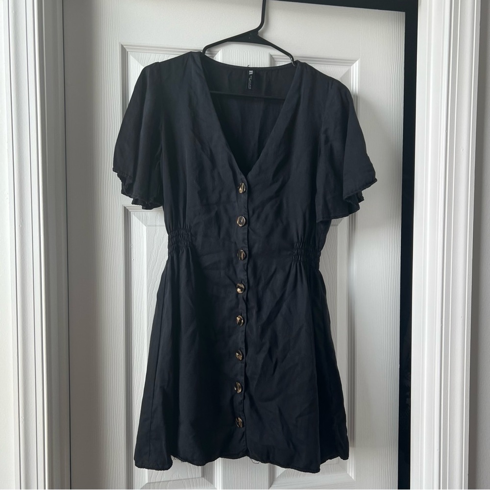 Zara Button up dress, navy blue
